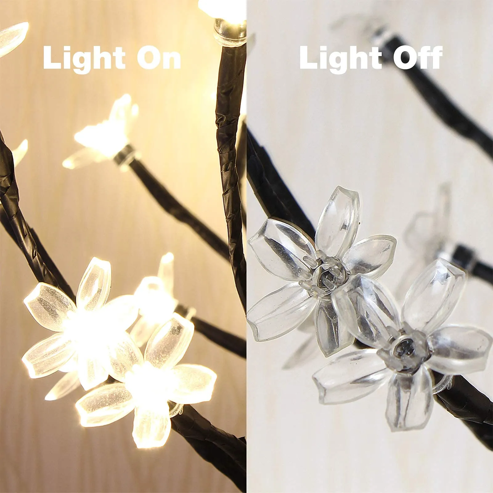 GLOWSERIE Cherry Blossom Tree Lamp Table Decoration 17in Artificial Tree with 48 LED Lights for Bedroom Party Wedding Office Home Warm White