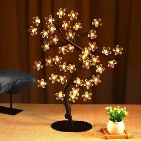 GLOWSERIE Cherry Blossom Tree Lamp Table Decoration 17in Artificial Tree with 48 LED Lights for Bedroom Party Wedding Office Home Warm White