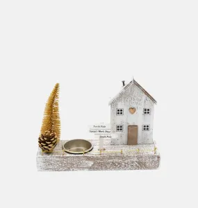 Gold Christmas House Tealight Holder