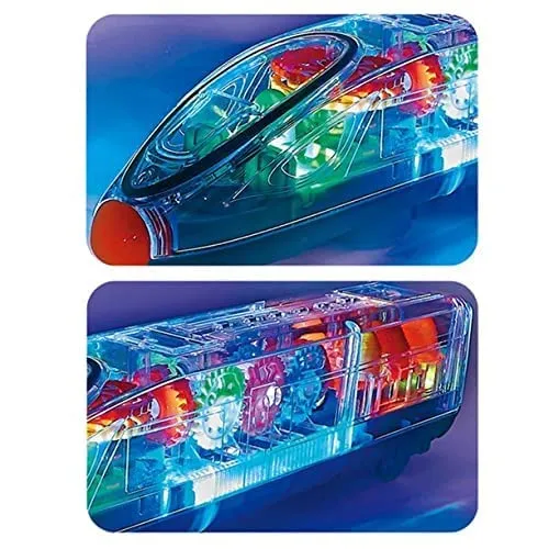 Goyal's Transparent Mechanical Bullet Gear Numeric Train Car Toy (Numbers 1 to 5) for Kids with Gear Technology 3D Light, Musical Sound & 360° Rotation (Gear Train)