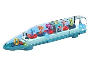 Goyal's Transparent Mechanical Bullet Gear Numeric Train Car Toy (Numbers 1 to 5) for Kids with Gear Technology 3D Light, Musical Sound & 360° Rotation (Gear Train)