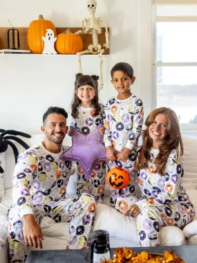 Halloween Family Matching Funky Donuts Print Pajama Set With Pockets