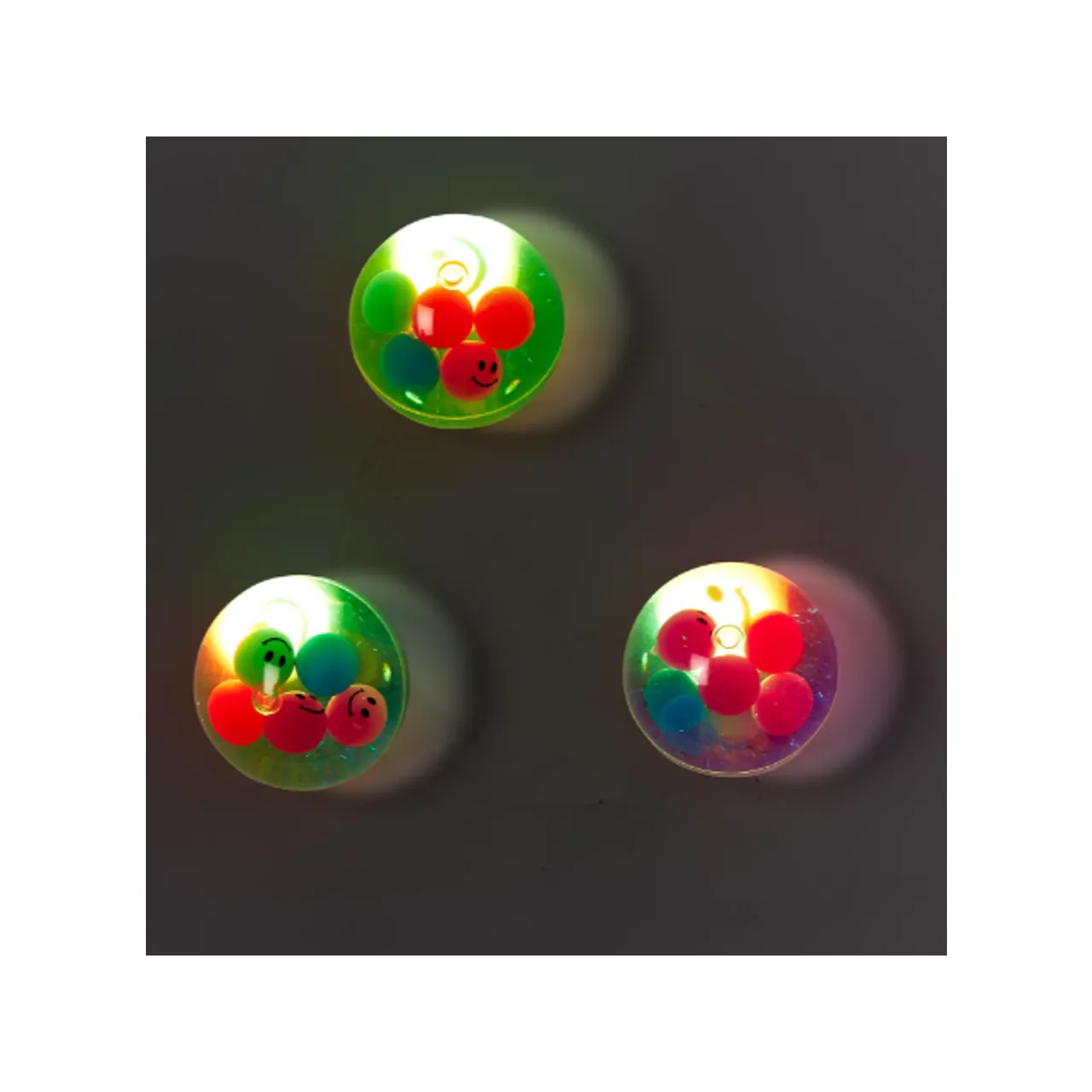 Happy Face Light Up Glitter Bouncing Ball Assorted