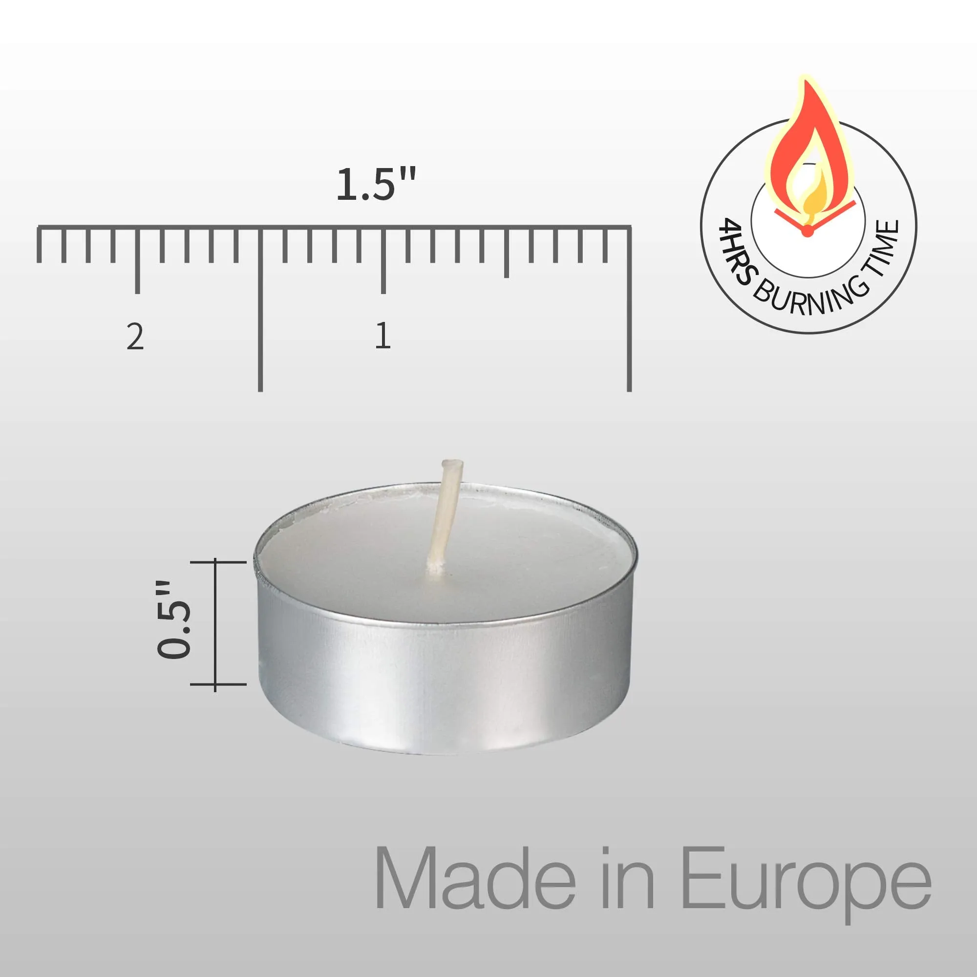 Home Lights Paraffin Wax Unscented European Smokeless Tealight Candles - 4 Hours (White) - 400 Pack