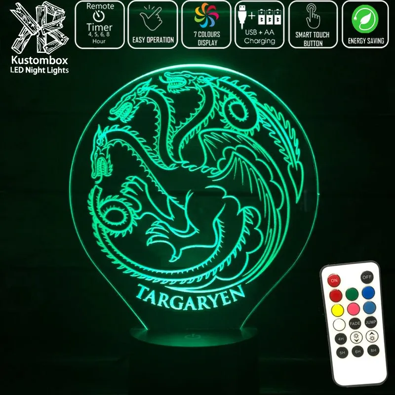 House of Targaryen Sigil Game of Thrones 3D LED Night Light Lamp
