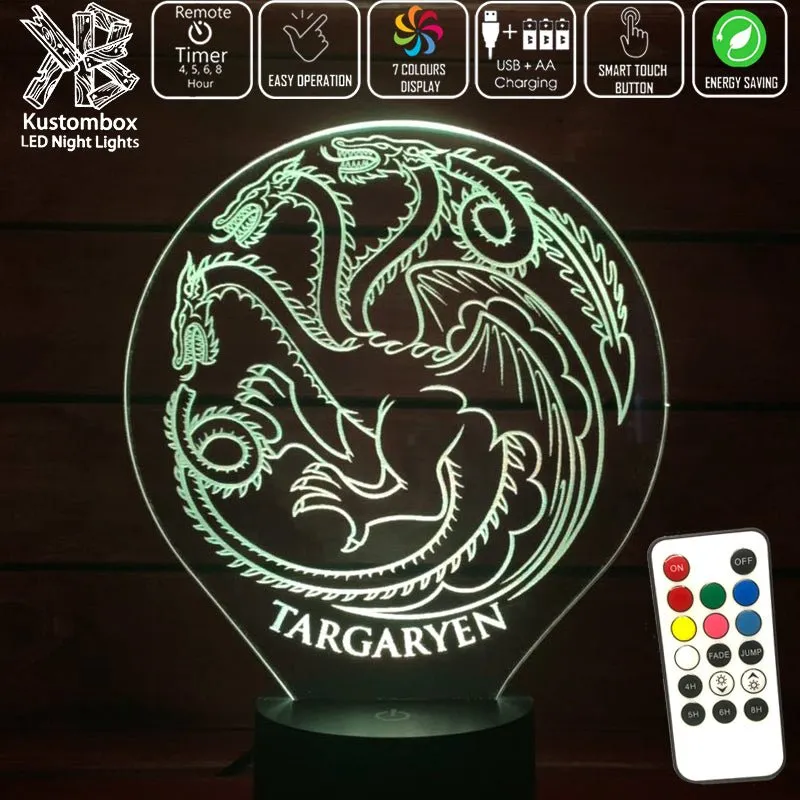 House of Targaryen Sigil Game of Thrones 3D LED Night Light Lamp