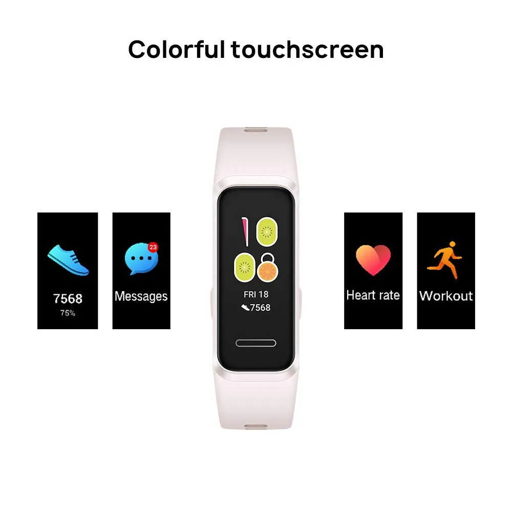 HUAWEI Band 4 Smart Band, Fitness Activities Tracker with 0.96" Color Screen, 24/7 Continuous Heart Rate Monitor, Sleep Tracking, 5ATM Waterproof, up to 6 Days of Usage Time, Sakura Pink