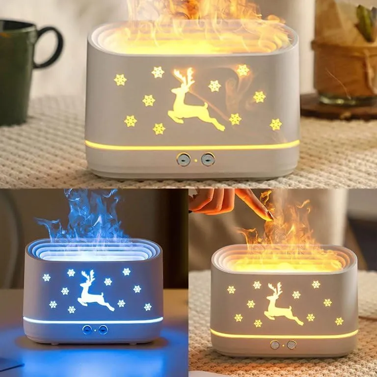 Humidifier for Home, Flame Diffuser/Atmosphere Light Humidifier - Portable Noiseless Aroma Aromatherapy Machine, Auto Shut-Off, Essential Oil Diffuser for Home Office