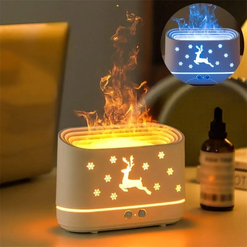 Humidifier for Home, Flame Diffuser/Atmosphere Light Humidifier - Portable Noiseless Aroma Aromatherapy Machine, Auto Shut-Off, Essential Oil Diffuser for Home Office