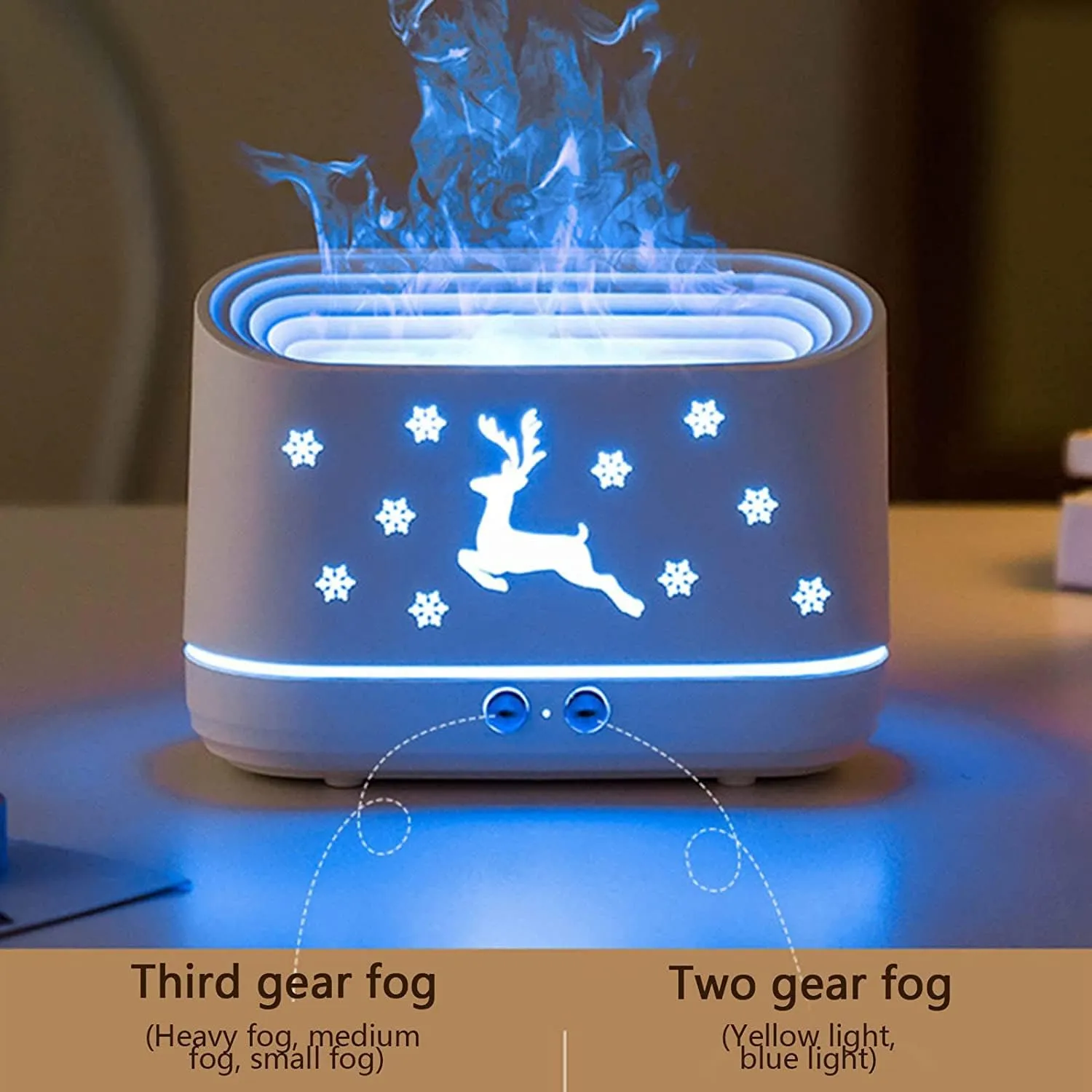 Humidifier for Home, Flame Diffuser/Atmosphere Light Humidifier - Portable Noiseless Aroma Aromatherapy Machine, Auto Shut-Off, Essential Oil Diffuser for Home Office