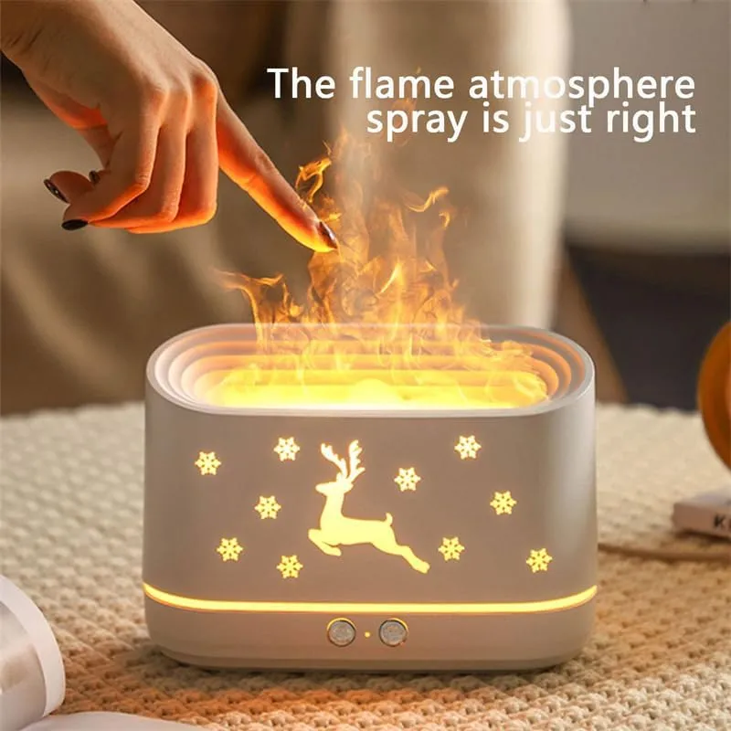 Humidifier for Home, Flame Diffuser/Atmosphere Light Humidifier - Portable Noiseless Aroma Aromatherapy Machine, Auto Shut-Off, Essential Oil Diffuser for Home Office