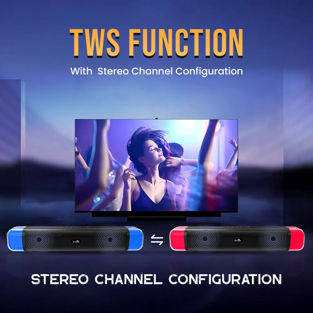 iCruze NeonBass Bluetooth Mini Soundbar (Black)