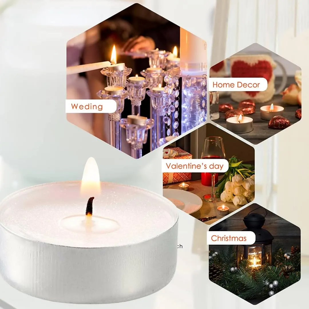 Indoblaze Tea Light Candles - Pack of 200 Unscented White Candles, Long Burning Hours- 1.5 to 2.5 hours