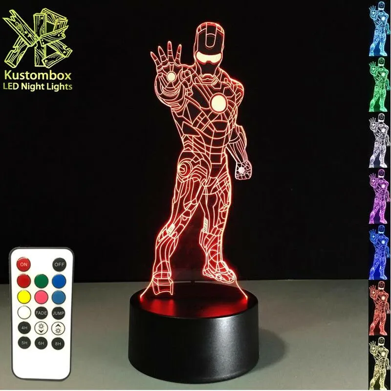 Iron Man Tony Stark Superhero 3D LED Night Light Lamp