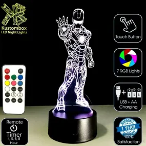 Iron Man Tony Stark Superhero 3D LED Night Light Lamp