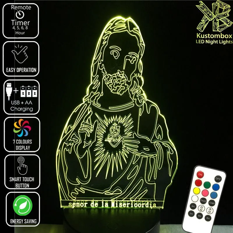 Jesus Christ Religious Statue 3D LED Night Light Lamp
