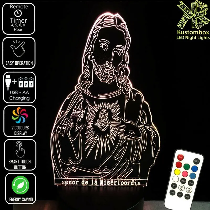 Jesus Christ Religious Statue 3D LED Night Light Lamp
