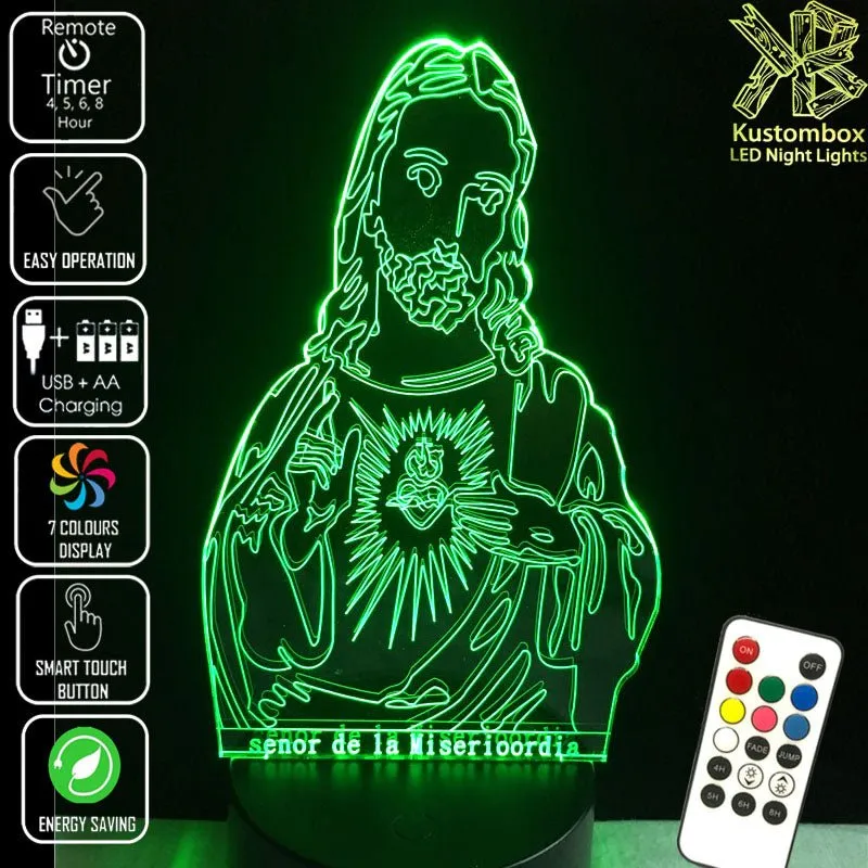 Jesus Christ Religious Statue 3D LED Night Light Lamp