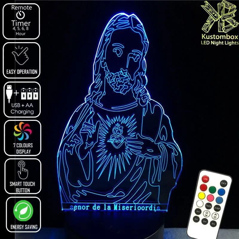 Jesus Christ Religious Statue 3D LED Night Light Lamp