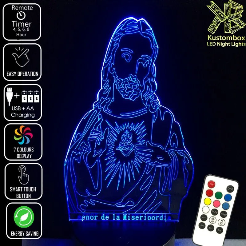 Jesus Christ Religious Statue 3D LED Night Light Lamp