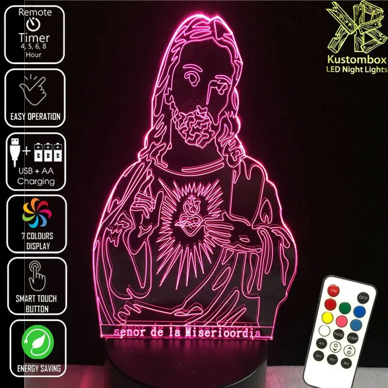 Jesus Christ Religious Statue 3D LED Night Light Lamp