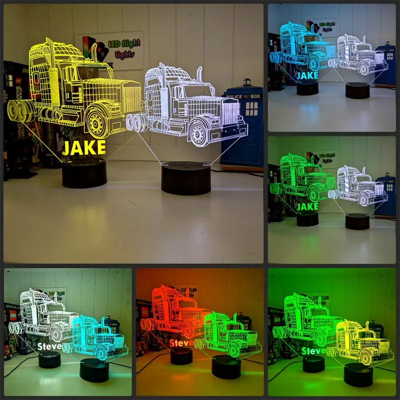 Kenworth Semi Truck C509 3D LED Night Light Lamp