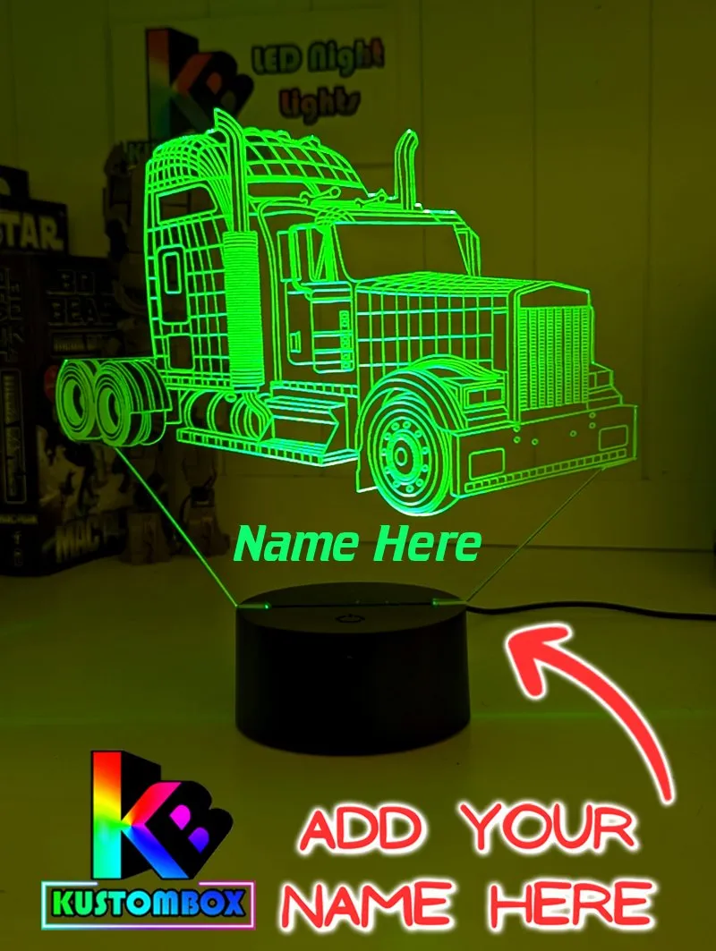 Kenworth Semi Truck C509 3D LED Night Light Lamp