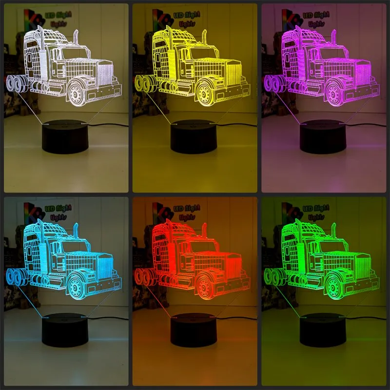 Kenworth Semi Truck C509 3D LED Night Light Lamp