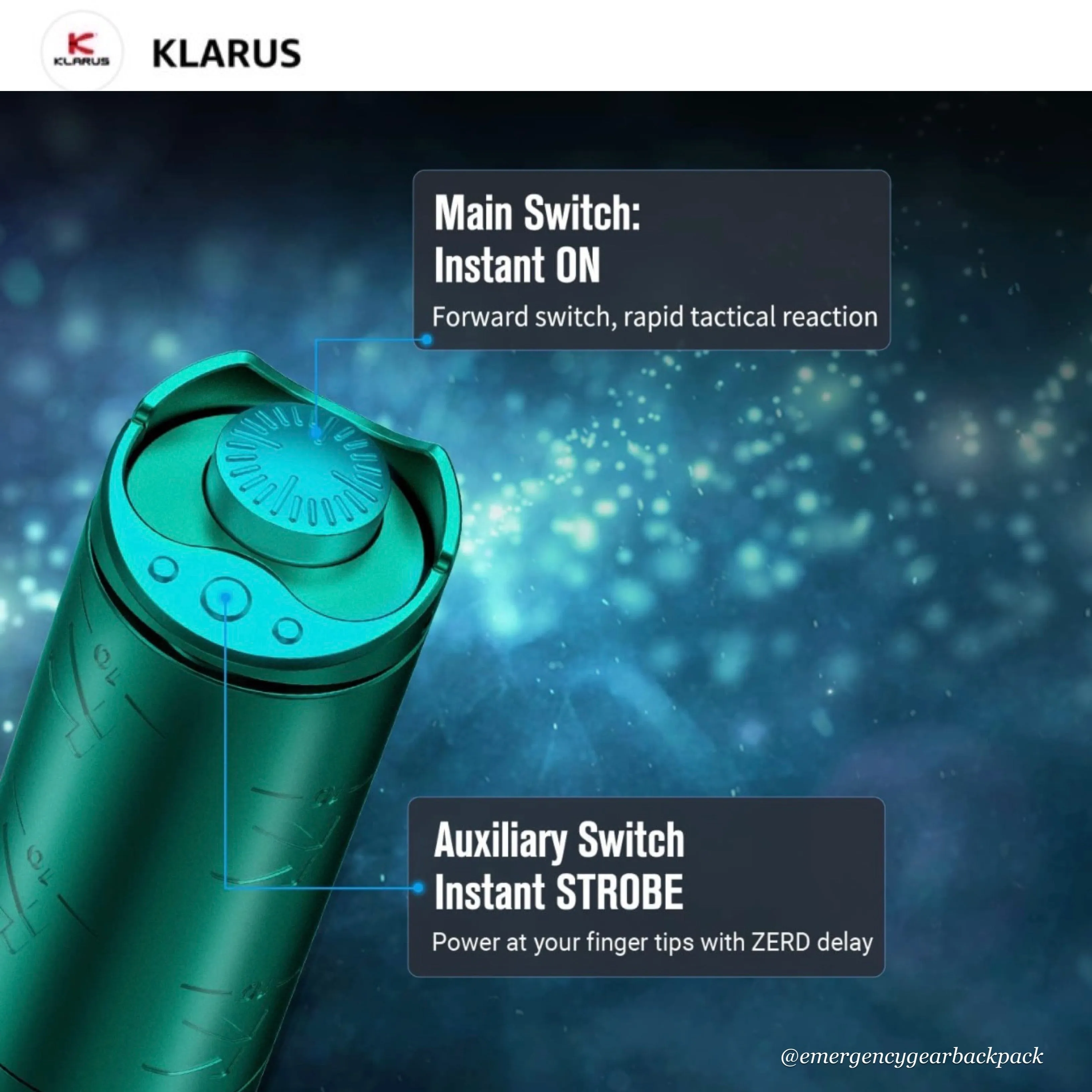Klarus K10 EDC Flashlight 1200 Lumens 185M EDC Flashlight