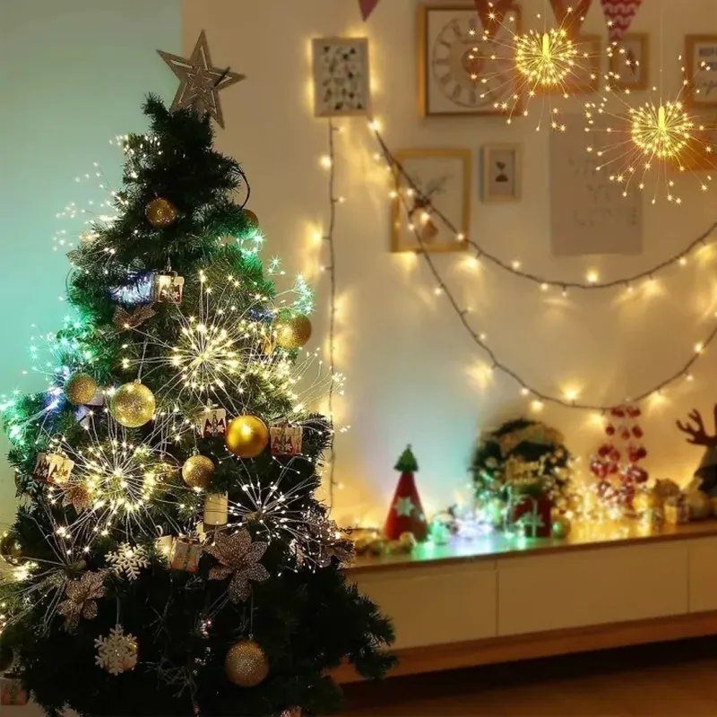 LED Dandelion Firework String Light 8 Modes Xmas Lighting Garden Decoration