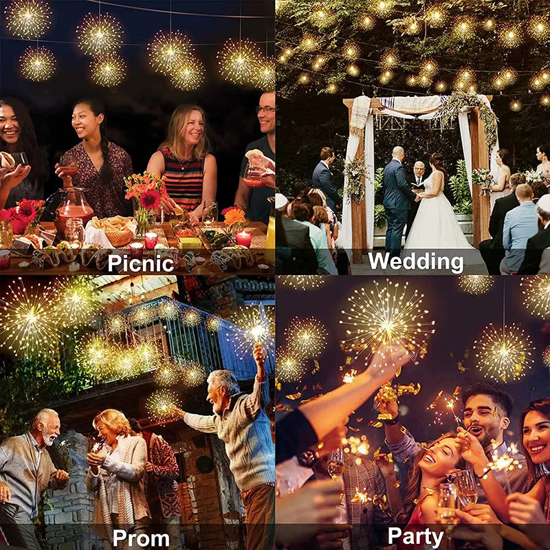 LED Dandelion Firework String Light 8 Modes Xmas Lighting Garden Decoration