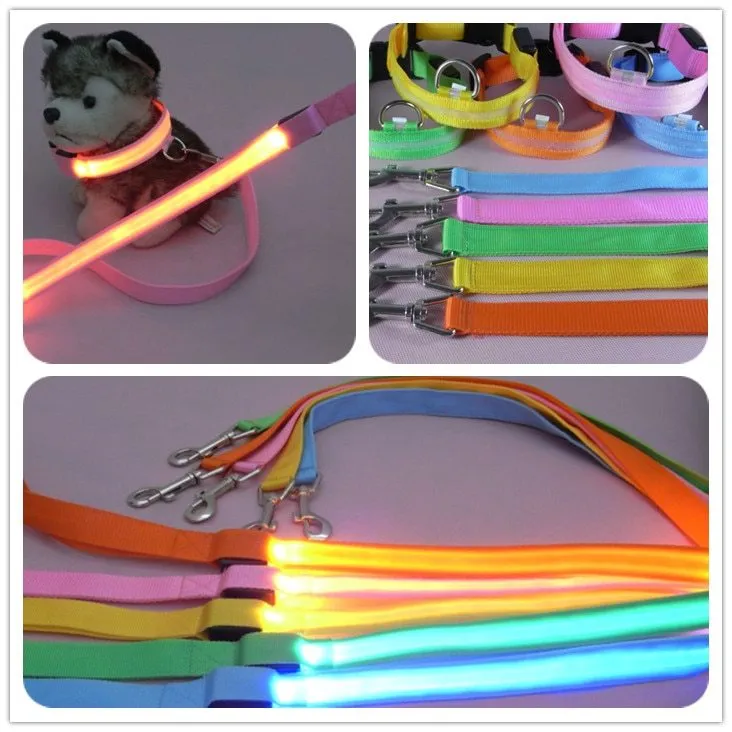 LED Illuminated Traction Nylon Pet Leash / Correa de nailon para mascotas con tracción e iluminación LED