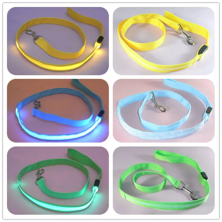 LED Illuminated Traction Nylon Pet Leash / Correa de nailon para mascotas con tracción e iluminación LED