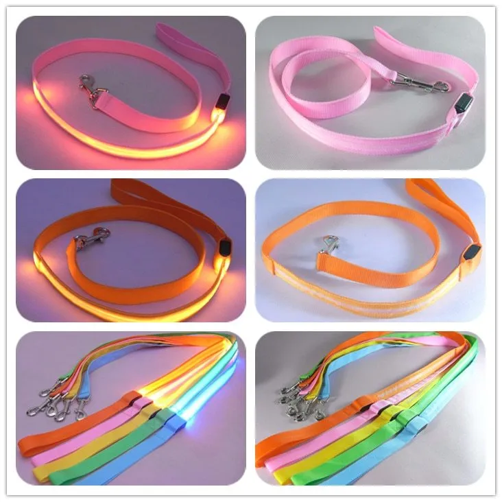 LED Illuminated Traction Nylon Pet Leash / Correa de nailon para mascotas con tracción e iluminación LED