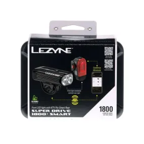 LEZYNE SUPER DRIVE 1800  SMART LOADED Front/Rear Light Kit - Black