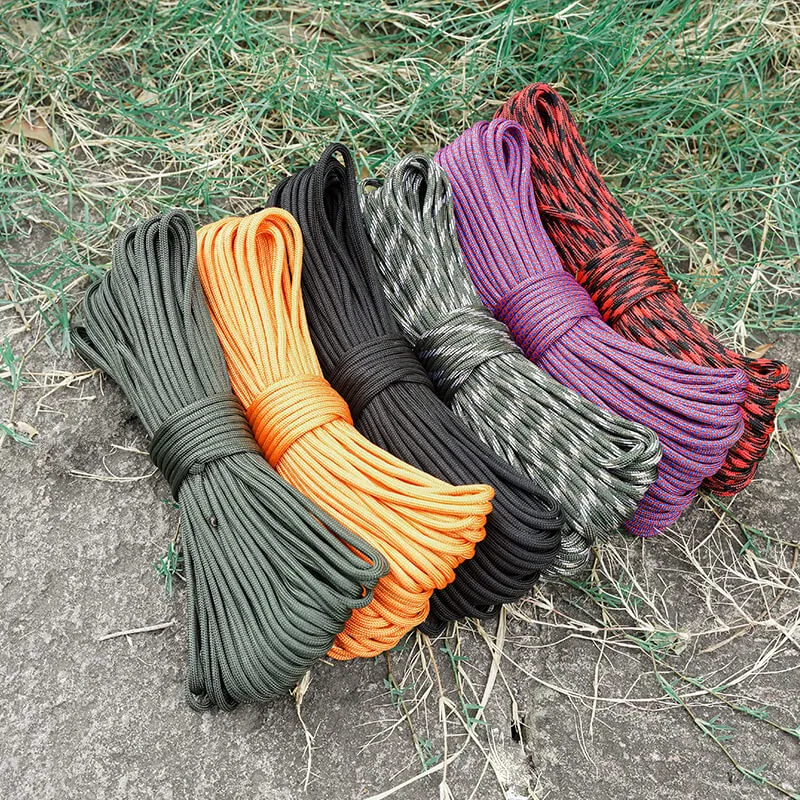 LINEVI Paracord Parachute Fire Cord Survival Ropes Red Tinder Cord PE Fishing Line Cotton Thread 7 Strands Outdoor 100 Feet