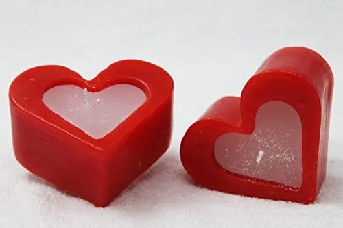 Luces Red Heart Shaped Candles Sweet Love Romantic Candles Rose Scented Dill Candles for Valentine's Day Proposal Wedding Party Home Dinner Table Décor [Set of 4]