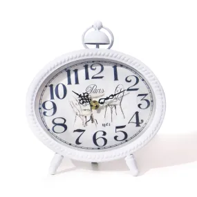 Lumia Luxury Metal Vintage Analog Display Table & Wall Clock |White|Wall Clock with Warm Yellow Light Easy to Read Display 21cm X 20cm|Great Gifting Item for Housewarmings, Weddings & Home Décor