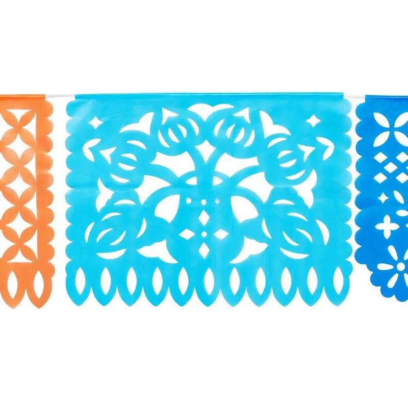 Mexican Papel Picado Banner for Fiestas, Cinco de Mayo (15 ft, 9 Colors, 2 Pack)