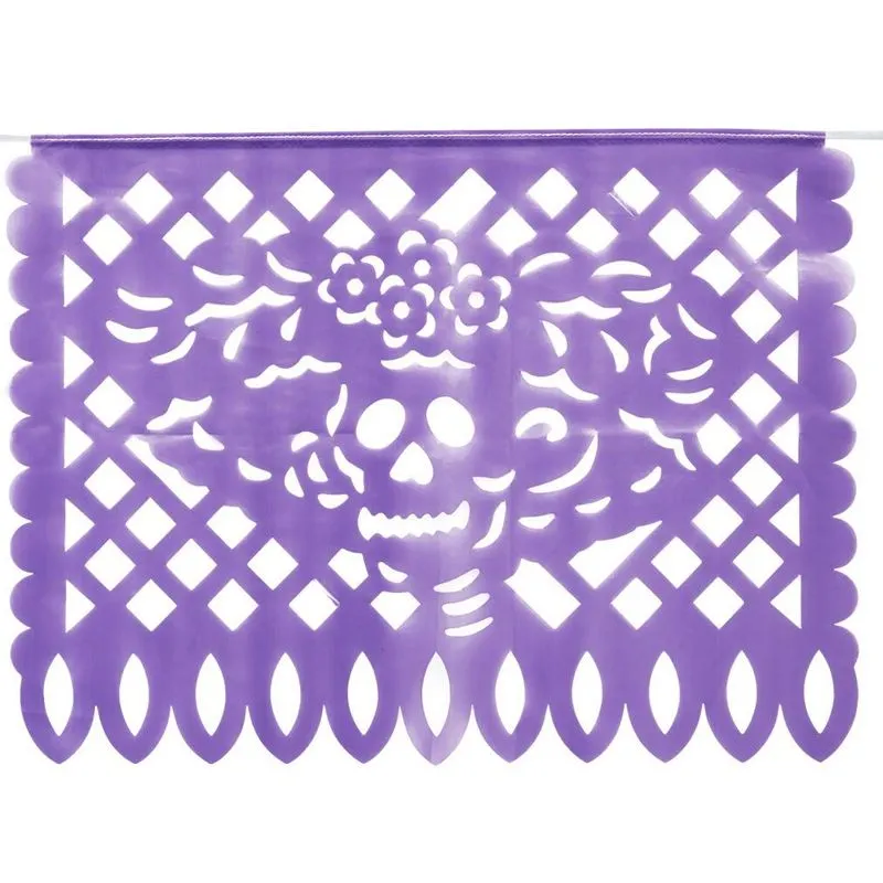 Mexican Papel Picado Banner for Fiestas, Cinco de Mayo (15 ft, 9 Colors, 2 Pack)