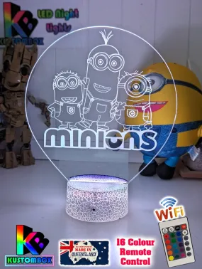 Minions Kevin Stuart & Phil Personalised Name 3D LED Night Light Lamp