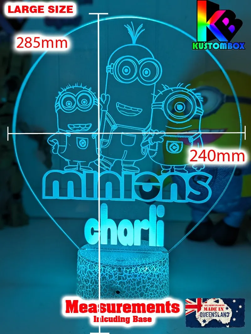 Minions Kevin Stuart & Phil Personalised Name 3D LED Night Light Lamp