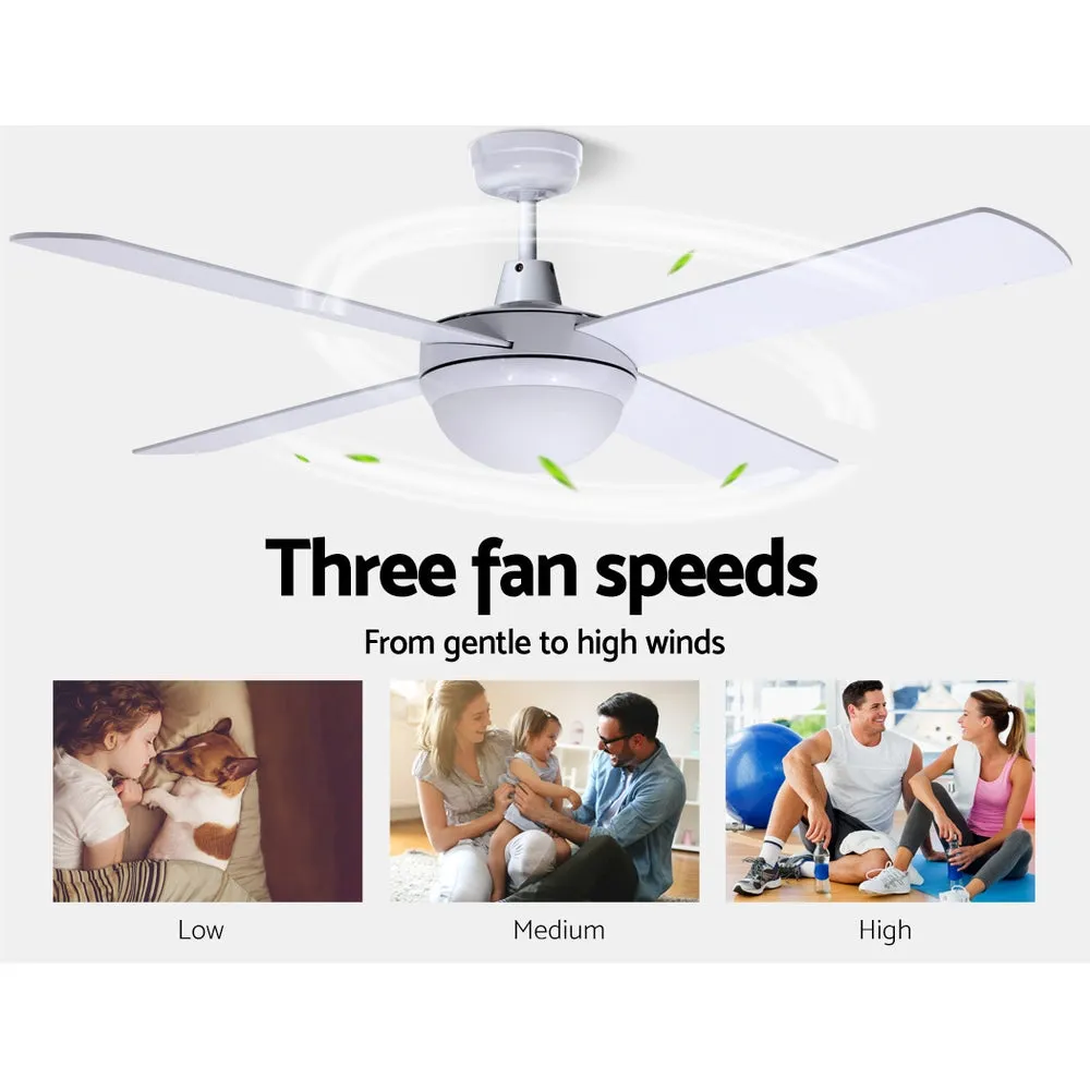 Modern 52'' Ceiling Fan w/ Remote, LED Light, Timer - Devanti