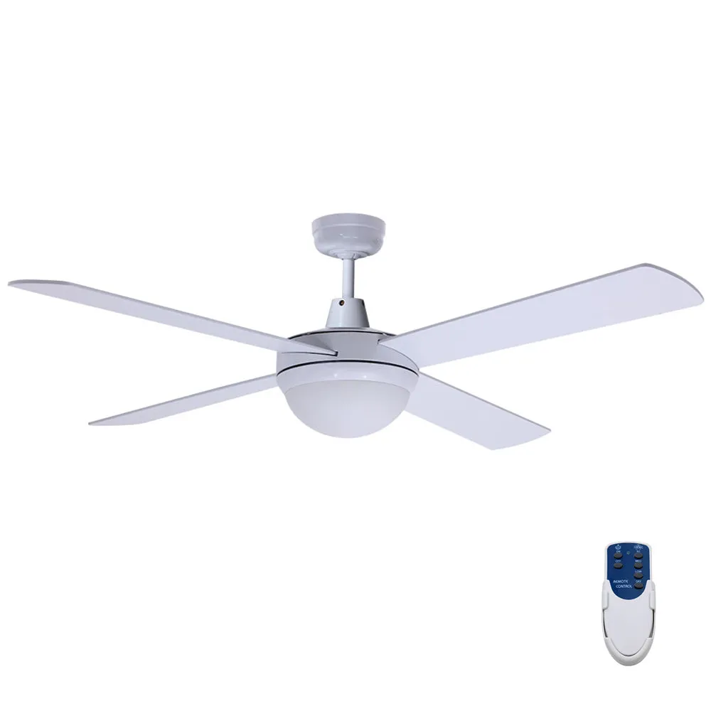 Modern 52'' Ceiling Fan w/ Remote, LED Light, Timer - Devanti