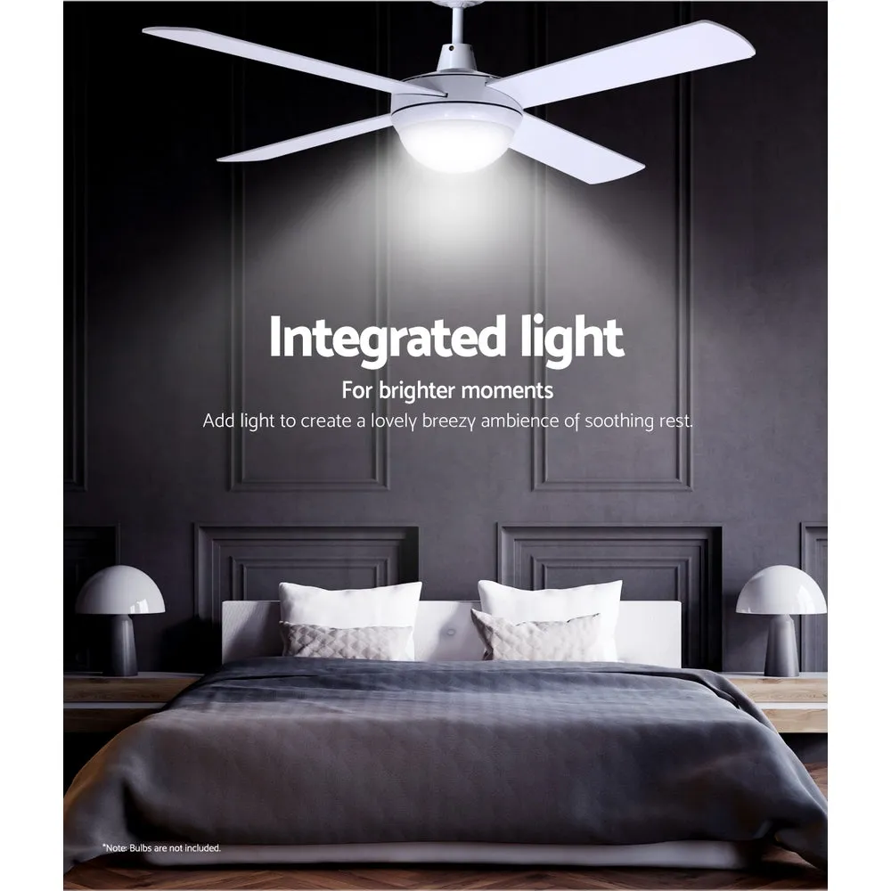 Modern 52'' Ceiling Fan w/ Remote, LED Light, Timer - Devanti