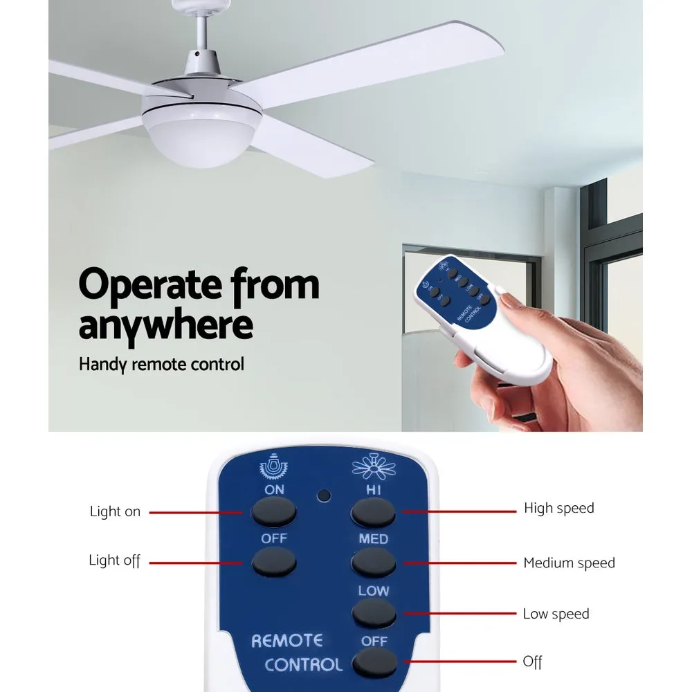 Modern 52'' Ceiling Fan w/ Remote, LED Light, Timer - Devanti