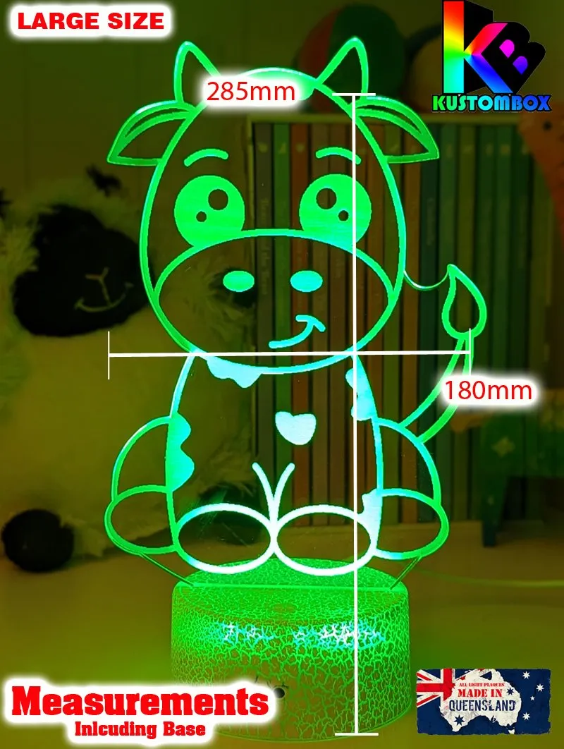 Moo Cow Personalised 3D LED Night Light Childrens Lamp