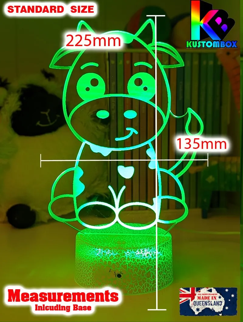 Moo Cow Personalised 3D LED Night Light Childrens Lamp