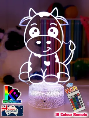 Moo Cow Personalised 3D LED Night Light Childrens Lamp