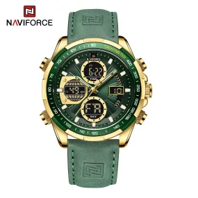 NAVIFORCE Men's Sport Watches Digital Analog Quartz Waterproof Multifunctional Military Leather Watch for Men NF9197L